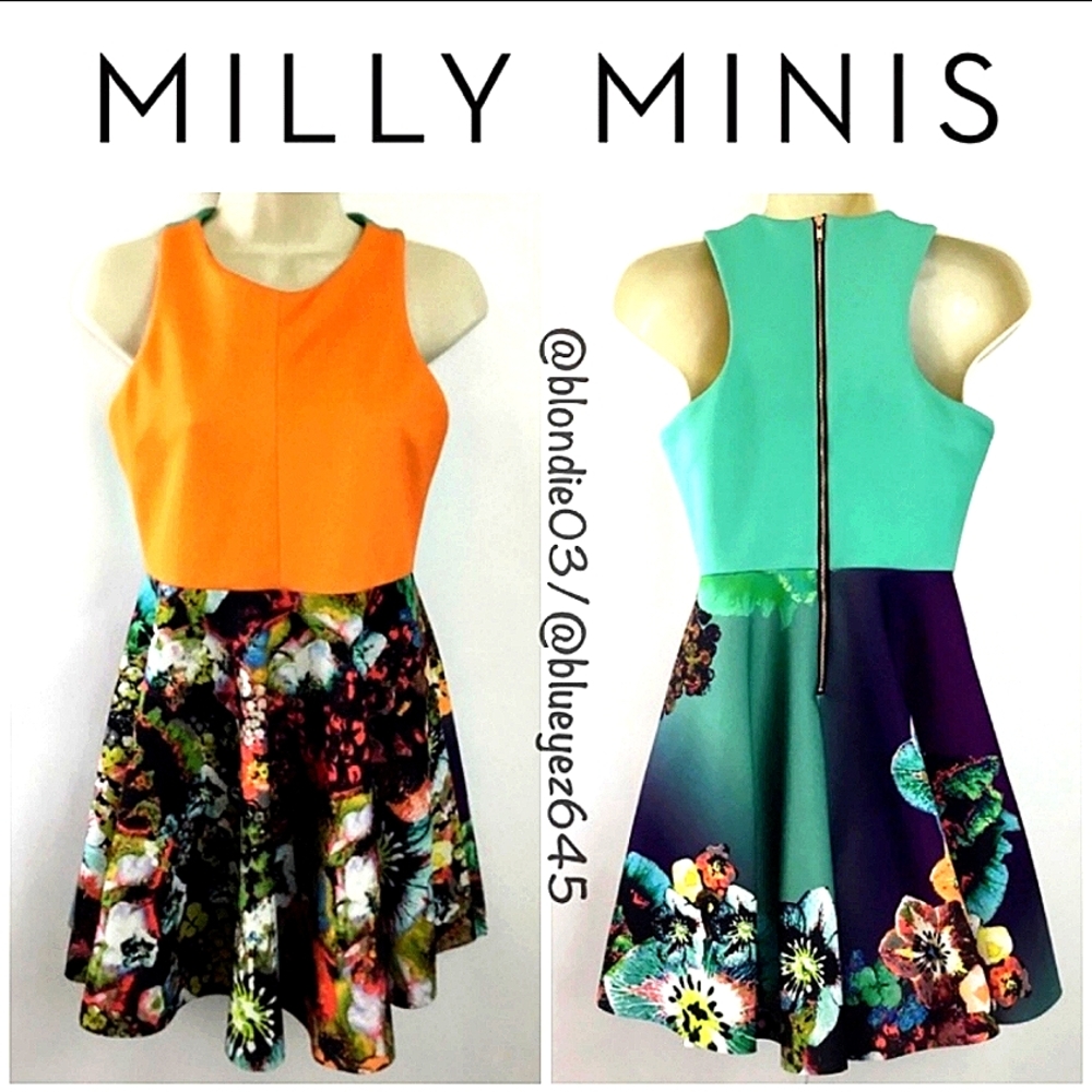 *Teen Girls* Milly Minis Sea Blossom Flounce Dress, Size 14